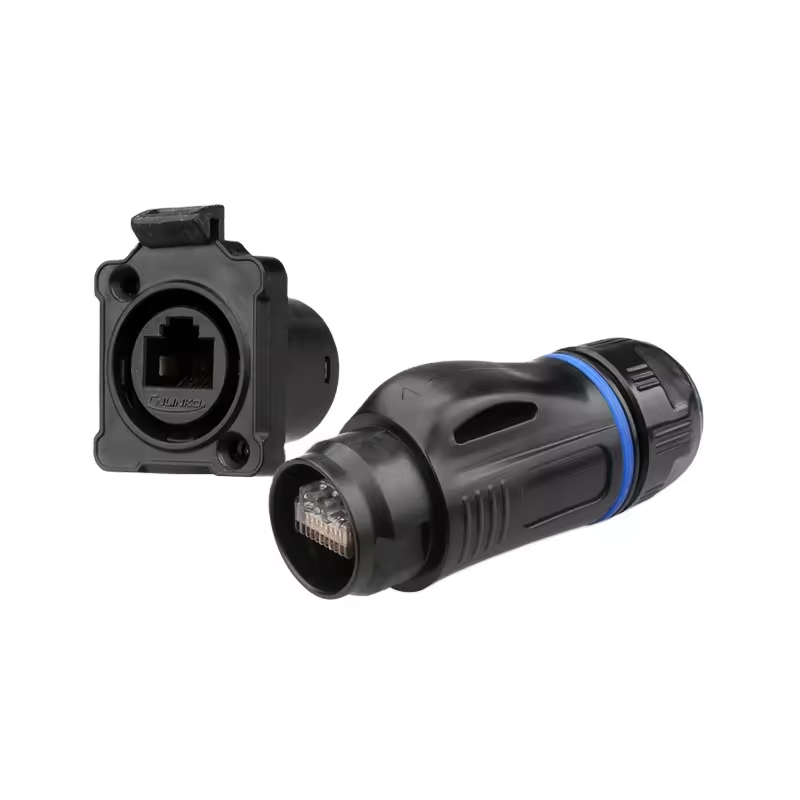Custom Plastic Circular Signal Ethernet IP67 Waterproof Male Female RJ45 Plug Connector