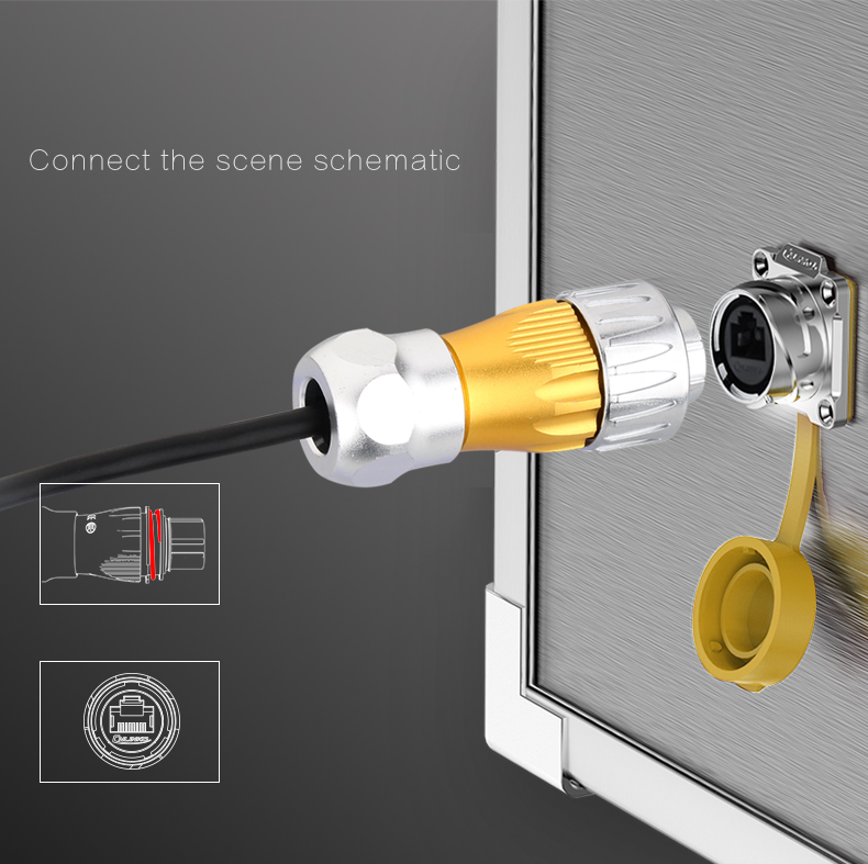 IP67 Waterproof Cnlinko DH24 RJ45 Ethernet Connector Circular Metal Industrial Signal Plug Socket
